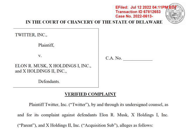 推特的律師有信心4天內打贏官司，讓马斯克按照協議440亿美元收购！